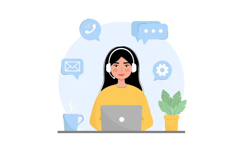 チャットでホームページの相談に対応するイラスト